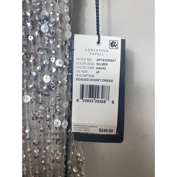 NWT ADRIANNA PAPELL DRESS SILVER 4P - Picture 5 of 16
